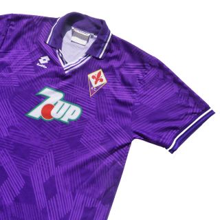 Vintage Orignal 1992/1993 Fiorentina Home Football Shirt Lotto 7up - L