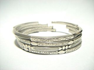 4 Vintage Sterling Silver Bangle Cuff Bracelets W/ Design 67.  6 Grams Not Scrap