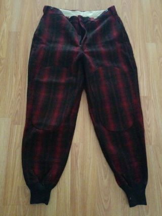 Vintage Woolrich Wool Red/black Hunting Pants Buffalo Plaid 38 Waist