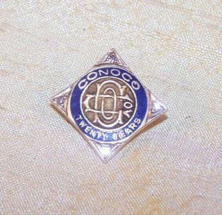 Vintage Conoco 20 Year Service / Award Pin,  14k Gold W/ 4 Diamonds Old