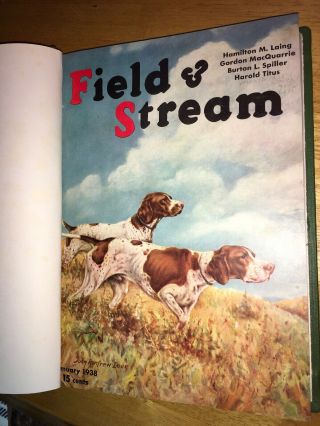1938 Bound Vintage Field & Stream Hunting / Fishing Magazines Vivid Color