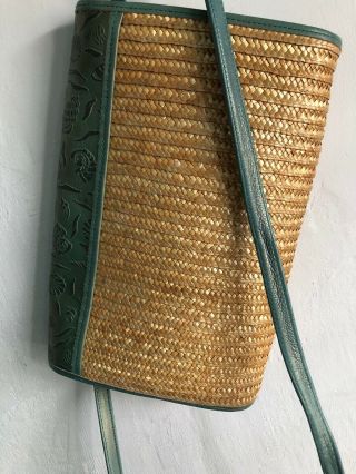Carlos Falchi Vintage Leather And Woven Straw Handbag Shoulder bag 3