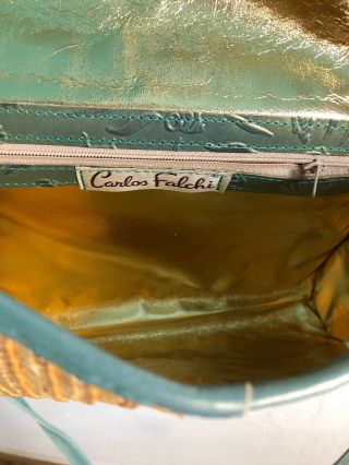 Carlos Falchi Vintage Leather And Woven Straw Handbag Shoulder bag 4