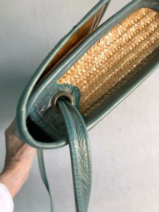 Carlos Falchi Vintage Leather And Woven Straw Handbag Shoulder bag 6