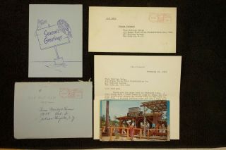 Card And Letter From Fess Parker Davey Crockett,  Vintage Disneyland Postcards