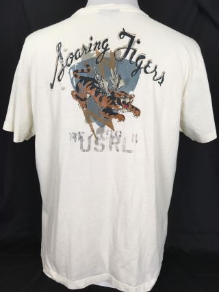 Polo By Ralph Lauren Vintage Soaring Tigers 91 T - Shirt Mens Large Cream Rare