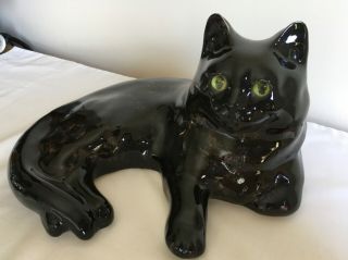 Vintage Winstanley Pottery Signed Rare Black Lying Large Cat Number Size 7