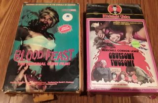 Herschell Gordon Lewis Blood Feast And Gruesome Twosome Vintage Vhs Tapes.