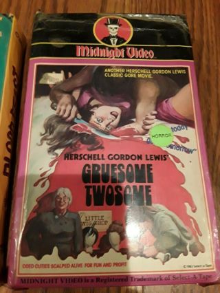 Herschell Gordon Lewis Blood Feast and Gruesome Twosome Vintage VHS tapes. 3
