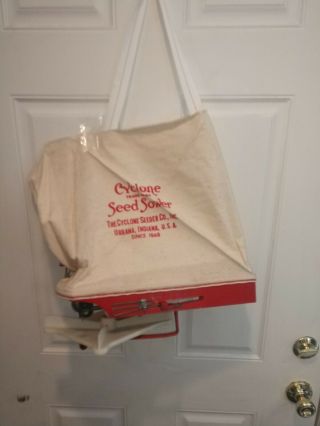 Vintage Cyclone Seeder Co,  Red Hand Crank Seed - Fertilizer Spreader Sower Model 1a