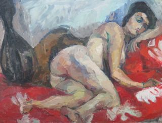 Large Female Nude By Yvette Edelman French Impressionist Oil Vintage Paris
