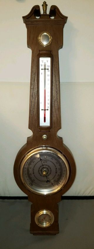 Vintage Springfield Weather Station W/ Transistor Radio Tuned To Noaa Barometer