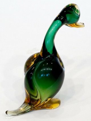 1950 ' s Vintage MURANO Art Glass DUCK PAPERWEIGHT Figurine with LABEL 3