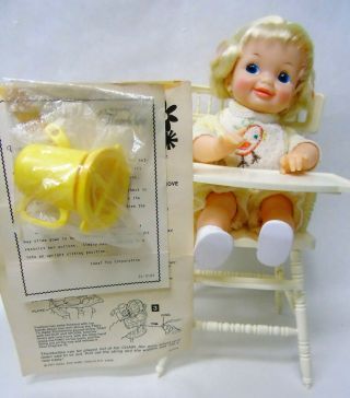 Rare Vintage 1971 Ideal Toy In A Minute Thumbelina Doll With High Chair R881