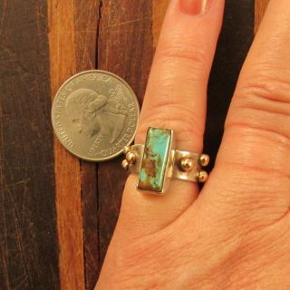 VINTAGE SOUTHWEST TURQUOISE RING STERLING AND 14 KT BALLS SIZE 5 3