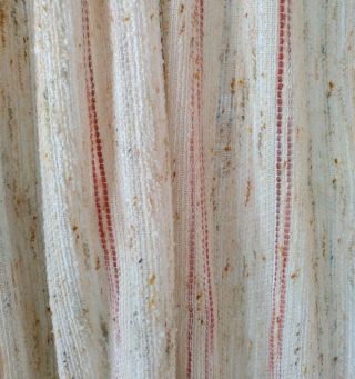 Vintage Curtains Drapes Pleated Woven Beige Pink 2 Panels 12 Pleats Retro Boho