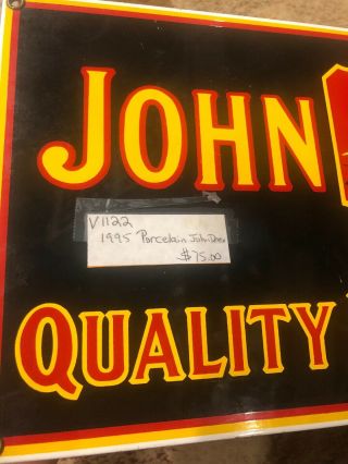 Vintage 1995 John Deere Quality Farm Implements Porcelain Sign 2