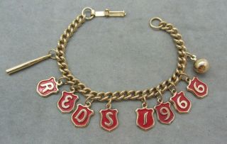 Very Rare Vintage 1966 Cincinnati Reds Major League Baseball Charm Bracelet Htf