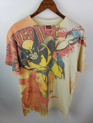 Aurhentic Vintage Marvel Comics Wolverine Shirt X - Men Large Faded Distressed