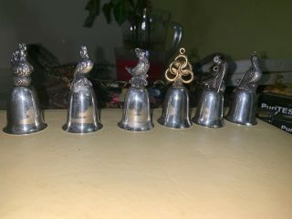 Vintage 1970 - 6 Reed & Barton Silver Bells (12 Days Of Christmas)