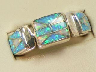 Vintage Zuni Sterling Silver Raised Inlay Opal Spinner Reversible Ring Size 7