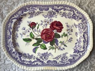 Lovely Vtg Spode Copeland Mayflower Oval Platter Purple Lavender Transfer Ware