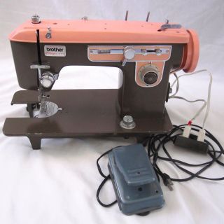 Vintage Brown & Pink Brother Charger 651 Sewing Machine - Heavy Duty