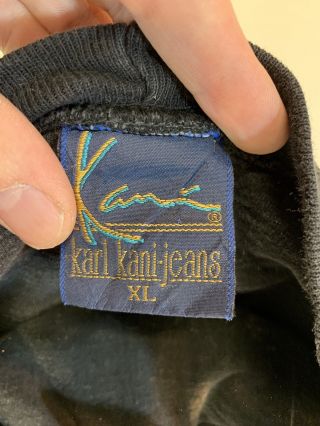 Rare VTG KARL KANI Jeans Signature Spell Out T Shirt 90s Tupac Hip Hop Black XL 4