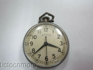 Vintage Wwii Era Hamilton Grade 748 18j Sterling Silver Nurses Pocket Watch
