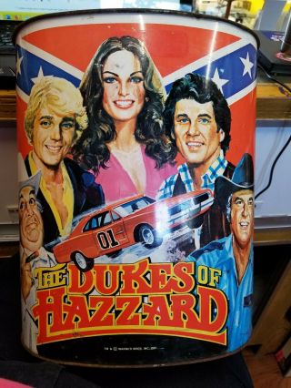 1981 The Dukes Of Hazzard Metal Trash Garbage Can - Vintage