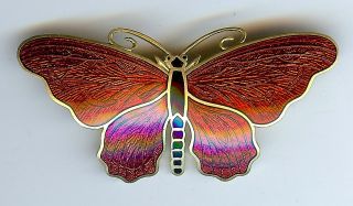Sporrong & Co Vintage Red & Black Enamel Gold Tone Butterfly Pin Brooch