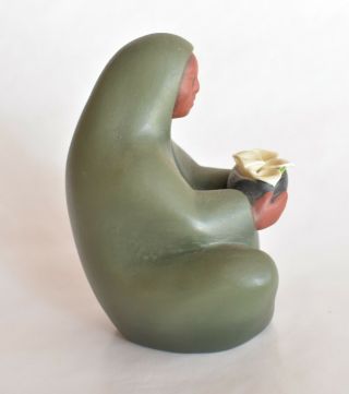 Vintage Tlalli Pottery Diego Rivera Inspired Figurine Woman w/ Calla Lillies 2