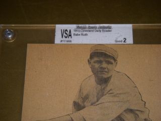 BABE RUTH,  VINTAGE 1915 CLEVELAND DAILY READER ARTICLE,  VSA 111466,  GOOD 2