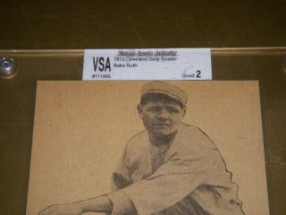 BABE RUTH,  VINTAGE 1915 CLEVELAND DAILY READER ARTICLE,  VSA 111466,  GOOD 3