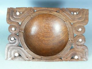 Vintage Maori Carved Wood Bowl 20thc