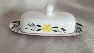Vintage Handpainted Stangl Pottery Country Garden Covered Butter Dish
