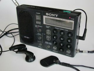 Vtg Miniature SONY ICF - SW1 AM/FM radio SENNHEISER headphones JAPAN FaultySpeaker 8