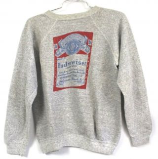 Vintage 1960s Budweiser Beer Sweatshirt Mens S Heathered Gray 100 Cotton