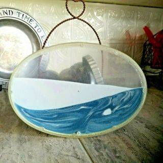 Vintage Wham - O Magic Window Oval White Blue Sand Kinetic Ocean Water 70s
