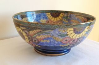 Vintage Art Deco Maling Pottery Lustre Enamels Sunflower Pattern Bowl