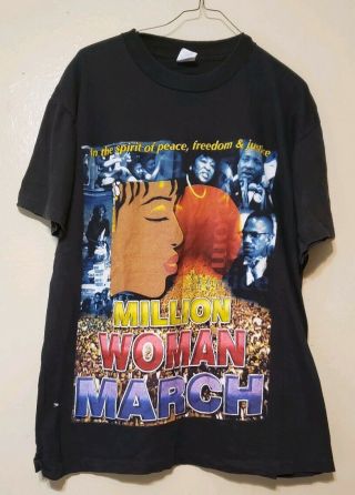 Vtg 1997 Million Woman March Rap Tee T Shirt Double Sided 90s Malcom X Promo Xl