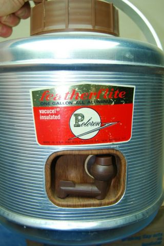 1969 Vintage Poloron Featherflite Aluminum Water Jug Thermos 1 Gal Picnic NOS 3