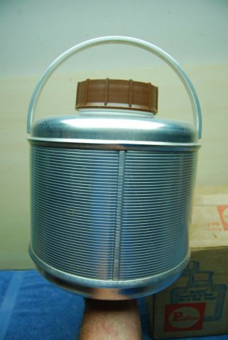 1969 Vintage Poloron Featherflite Aluminum Water Jug Thermos 1 Gal Picnic NOS 4