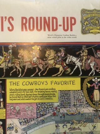 JO MORA SWEETHEART OF THE RODEO WESTERN COWBOY POSTER Vintage Levi’s Jeans Ad  7