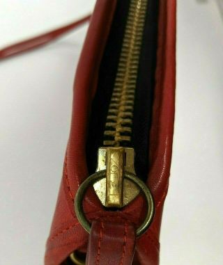 Vintage COACH Red Leather Medium Zippered Shoulder Bag Made In York Rare 6