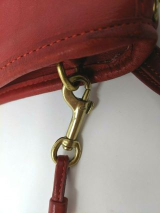 Vintage COACH Red Leather Medium Zippered Shoulder Bag Made In York Rare 7