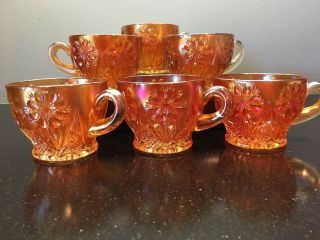Vintage Carnival Glass Punch Cups - Set Of 6