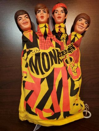 Vintage 1966 Mattel The Monkees 4 Headed Hand Puppet Rare Htf