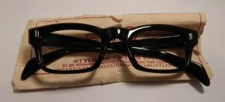 Vintage Styl Rite Magnate Black 46/22 Eyeglass Frame Old Stock 306