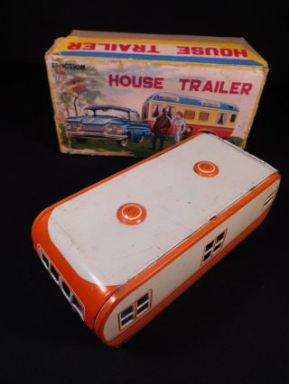Vintage Tin Toy House Trailer Made In Japan By Bandai